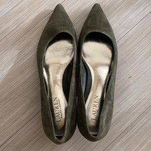 Lauren by Ralph Lauren Suede Kitten Heels in Olive